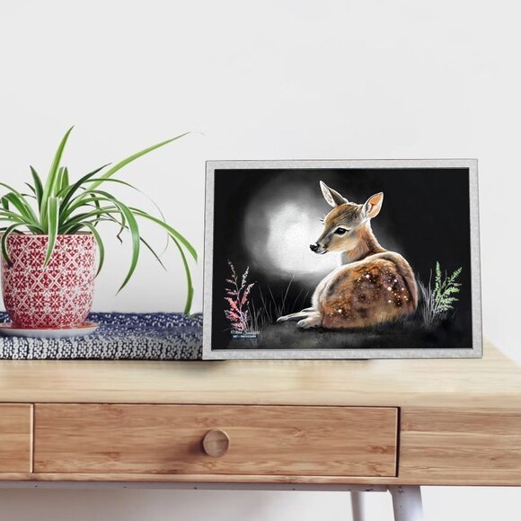 Choose Either 4x6 or 5x7 Baby Fawn Deer Watercolor Oil Painting Print - Picture 5 of 5